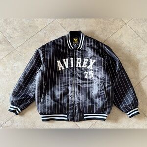 Vintage Avirex 75 Satin 2XL Bomber Pinstripe Baseball Hip-Hop 90’s Jacket/Coat